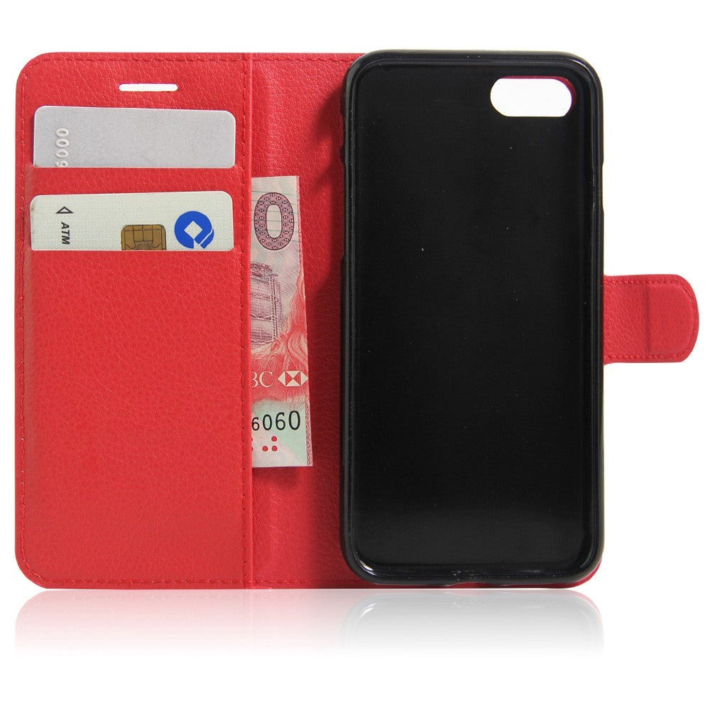 iPhone SE (2022 / 2020) / 8 / 7 Phone Wallet Case Soft Pouch Leather Red