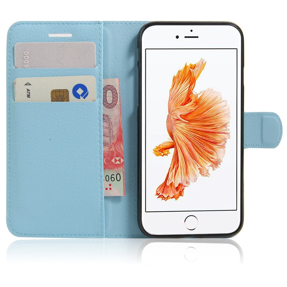 iPhone SE (2022 / 2020) / 8 / 7 Phone Wallet Case Soft Pouch Leather Light Blue