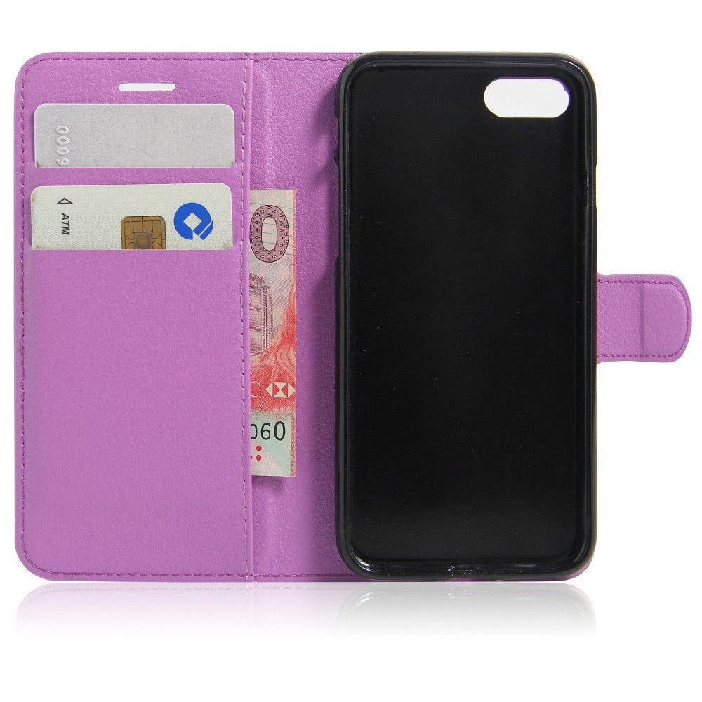 iPhone SE (2022 / 2020) / 8 / 7 Phone Wallet Case Soft Pouch Leather Purple