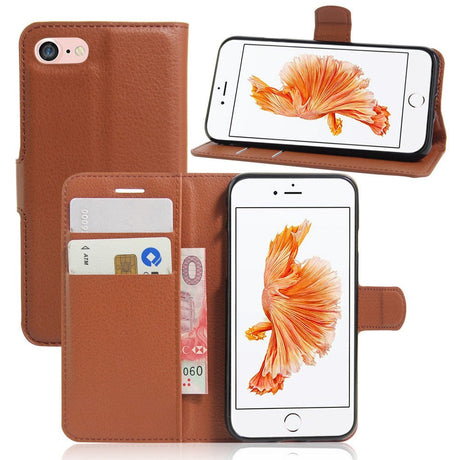 iPhone SE (2022 / 2020) / 8 / 7 Phone Wallet Case Soft Pouch Leather Brown