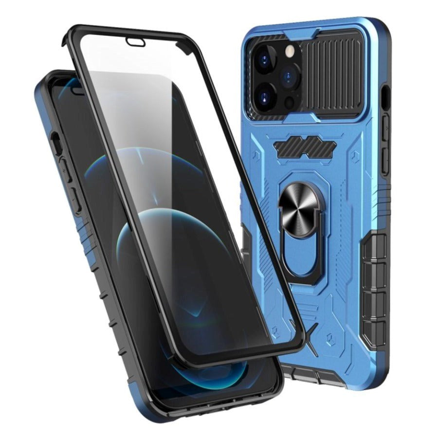 iPhone 13 Pro Max Tough Case + Tempered Glass Screen Protector - Blue