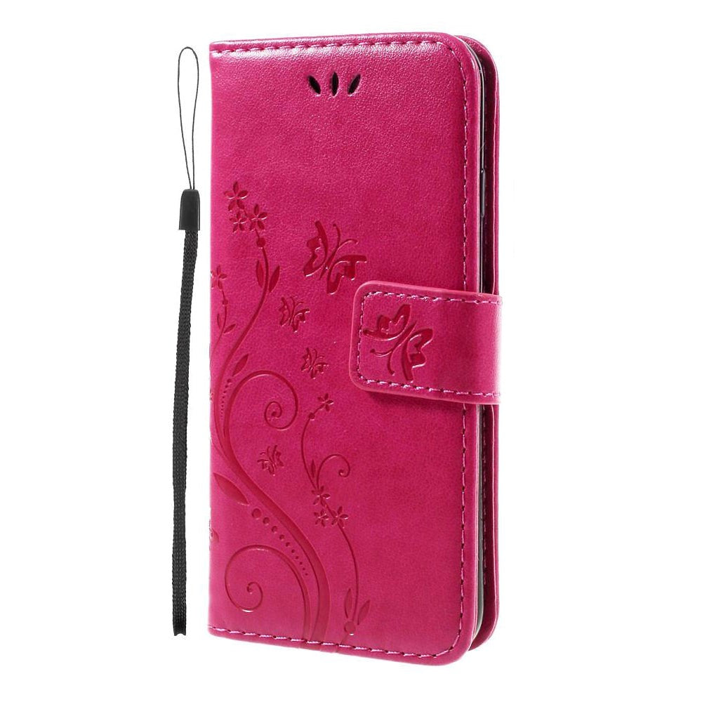 iPhone SE (2022 / 2020) / 8 / 7 Butterflies Leather Wallet Case Pink