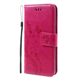 iPhone SE (2022 / 2020) / 8 / 7 Butterflies Leather Wallet Case Pink