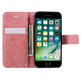 iPhone SE (2022/2020)/8/7 Butterflies Leather Wallet Case - Pink