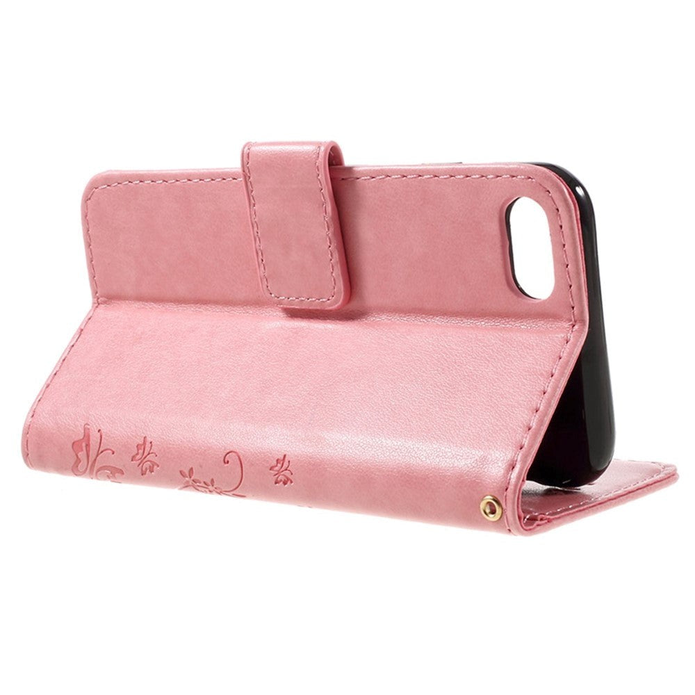 iPhone SE (2022/2020)/8/7 Butterflies Leather Wallet Case - Pink