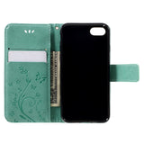 iPhone SE (2022 / 2020) / 8 / 7 Butterflies Leather Wallet Case Green