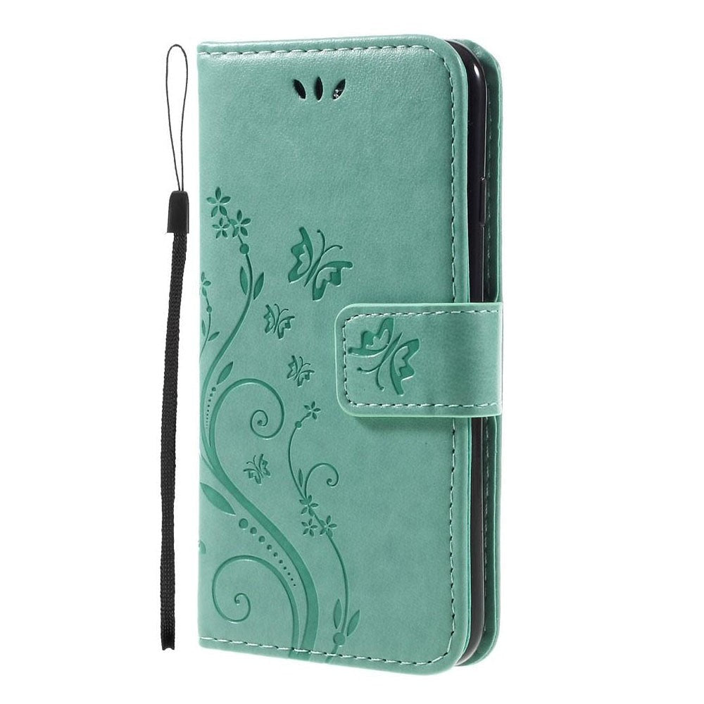 iPhone SE (2022 / 2020) / 8 / 7 Butterflies Leather Wallet Case Green