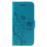 iPhone SE (2022/2020)/8/7 Butterflies Leather Wallet Case - Blue