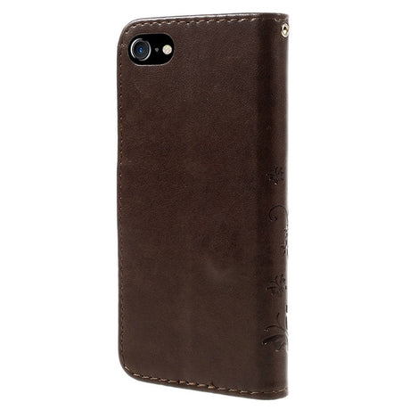 iPhone SE (2022/2020)/8/7 Butterflies Leather Wallet Case - Brown