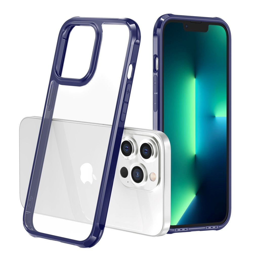 iPhone 13 Pro LEEU DESIGN Drop-Proof Flexible Plastic Case - Transparent / Blue