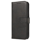 iPhone 13 Leather Wallet Case & Magnetic Lock - Black