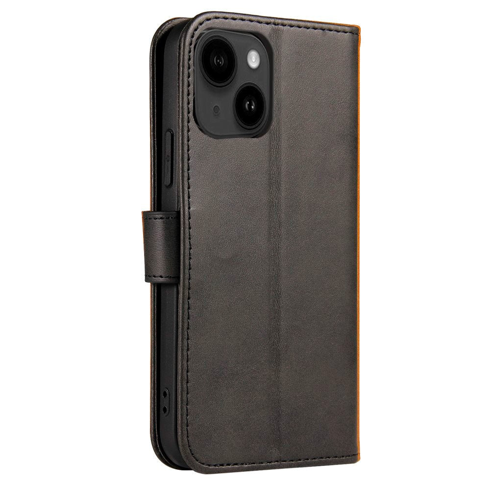 iPhone 13 Leather Wallet Case & Magnetic Lock - Black