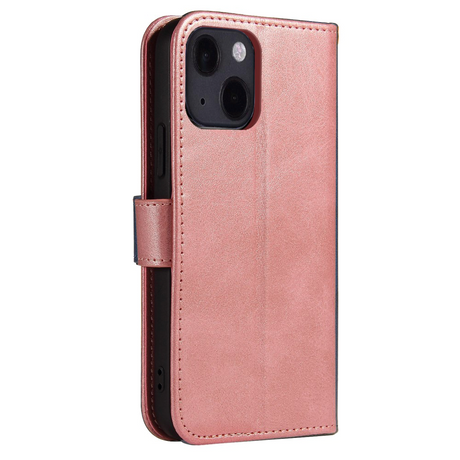 iPhone 13 Mini Leather Wallet Case & Magnetic Lock - Rose Gold