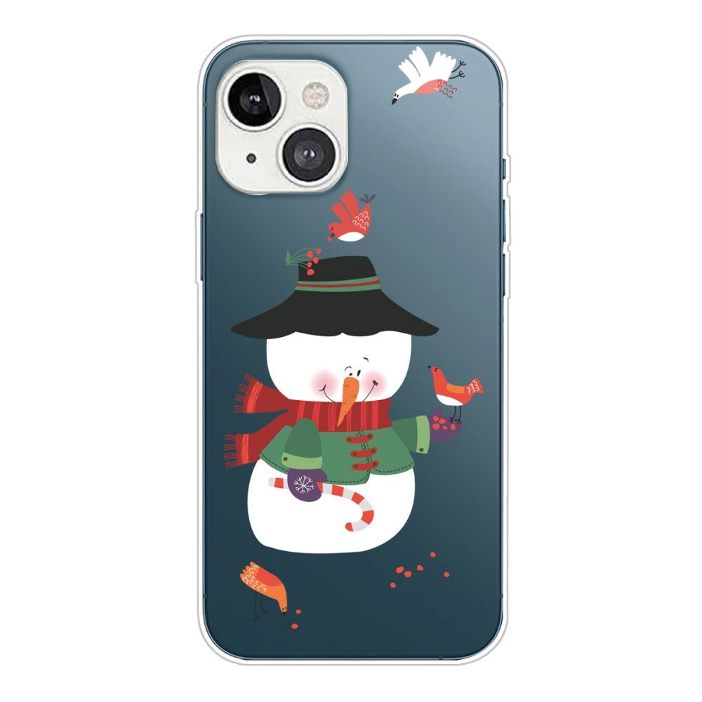 iPhone 13 Plastic Christmas Case - Cute Snowman - Transparent