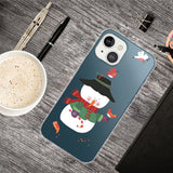 iPhone 13 Plastic Christmas Case - Cute Snowman - Transparent