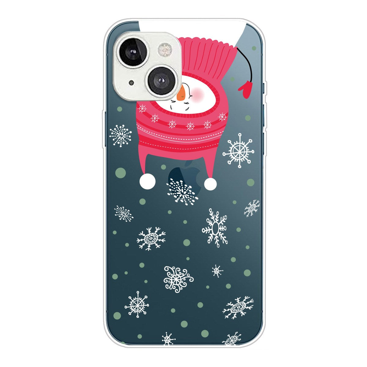 iPhone 13 Flexible Plastic Christmas Case - Snowman & Snowflake