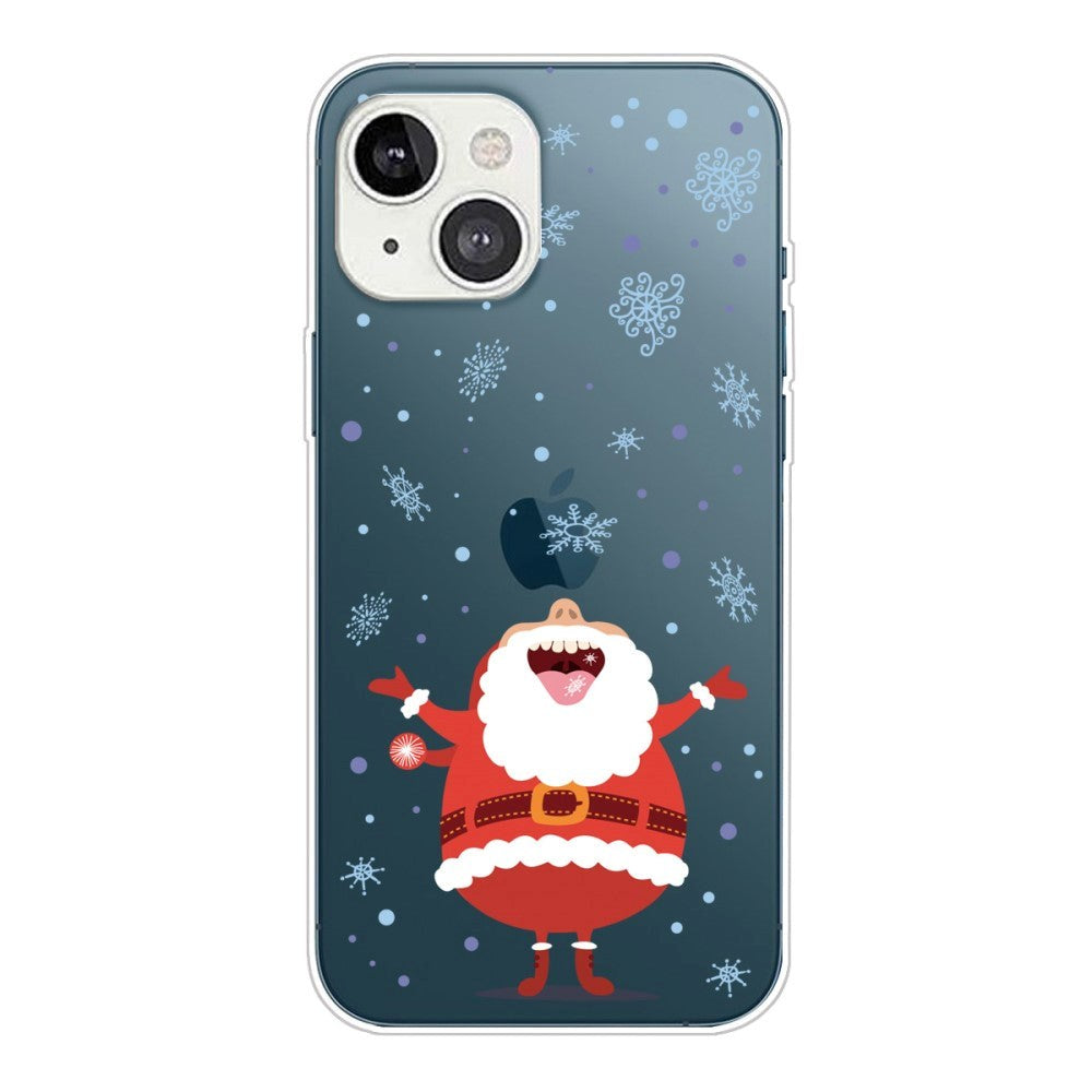 iPhone 13 Plastic Christmas Case - Happy Santa - Transparent