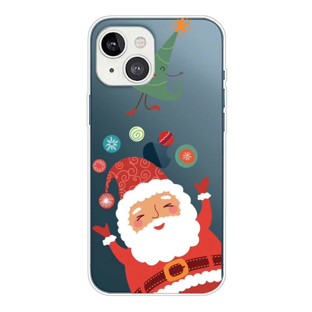 iPhone 13 Plastic Christmas Case - Cute Santa Claus - Transparent