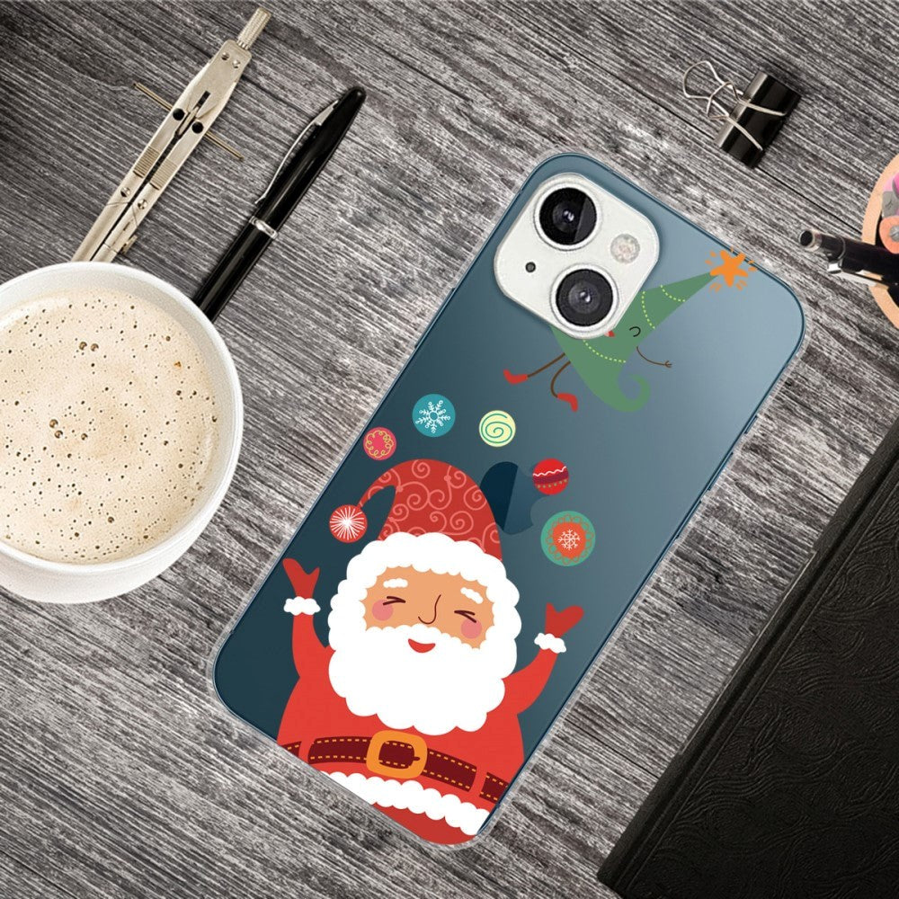 iPhone 13 Plastic Christmas Case - Cute Santa Claus - Transparent