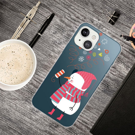 iPhone 13 Plastic Christmas Case - Festive Snowman - Transparent