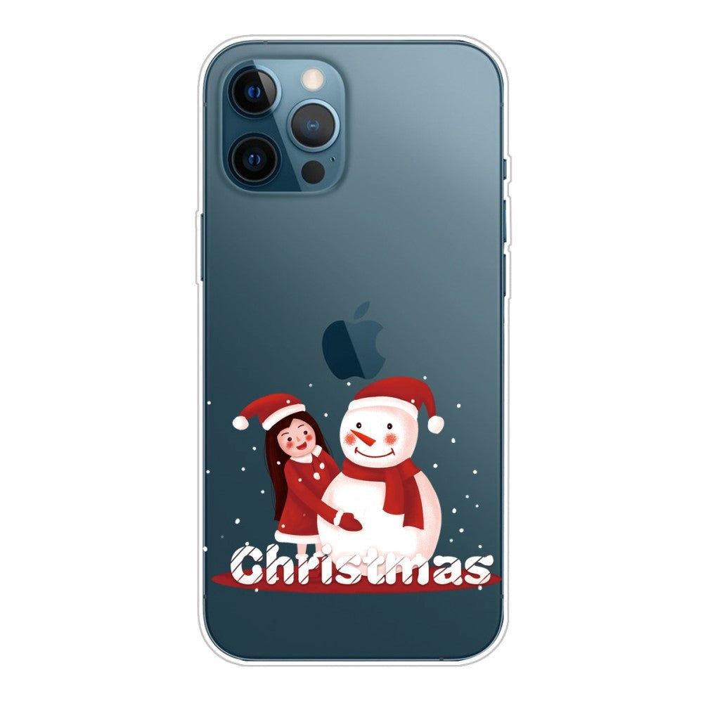 iPhone 13 Pro Max Flexible Plastic Christmas Case - Girl & Snowman