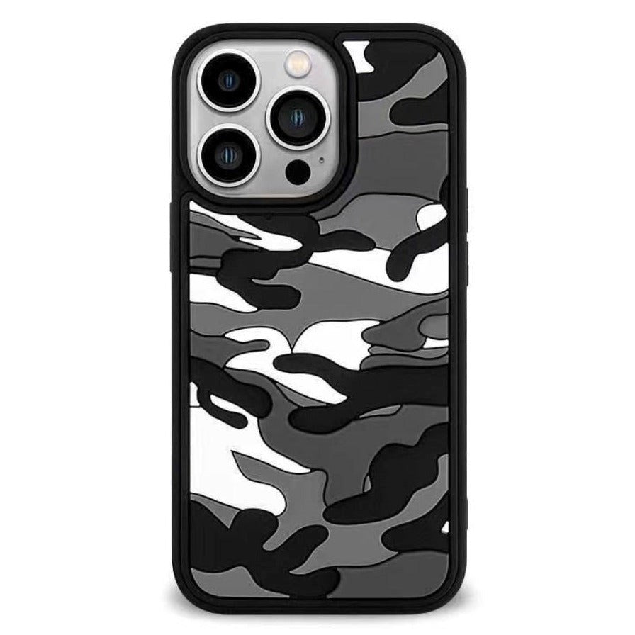 iPhone 13 Pro Flexible Silicone Case - Camouflage - Grey