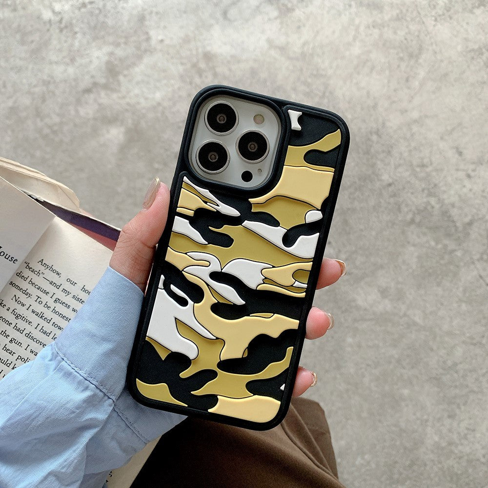 iPhone 13 Pro Flexible Silicone Case - Camouflage - Yellow