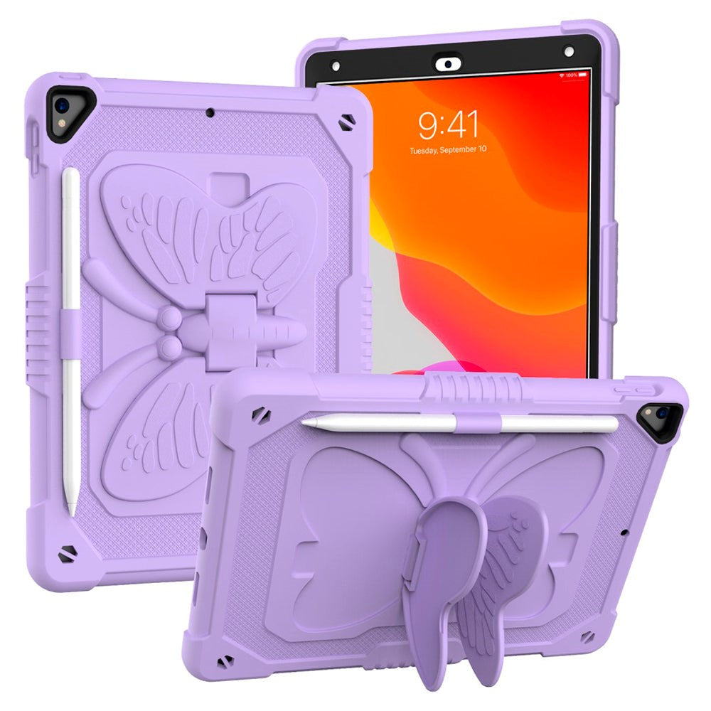 iPad 10.2" (2021/ 2020 / 2019) Kids Case - Butterfly Kickstand Case - Purple