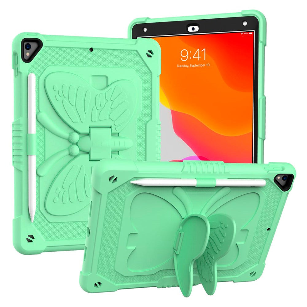 iPad 10.2" (2021/ 2020 / 2019) Kids Case - Butterfly Kickstand Case - Light Green