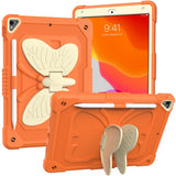 iPad 10.2" (2021/ 2020 / 2019) Kids Case - Butterfly Kickstand Case - Orange & Grey