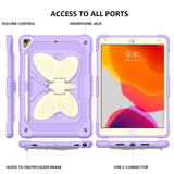 iPad 10.2" (2021/ 2020 / 2019) Kids Case - Butterfly Kickstand Case - Purple & Grey