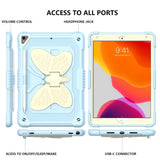 iPad 10.2" (2021/ 2020 / 2019) Kids Case - Butterfly Kickstand Case - Light Blue & Grey