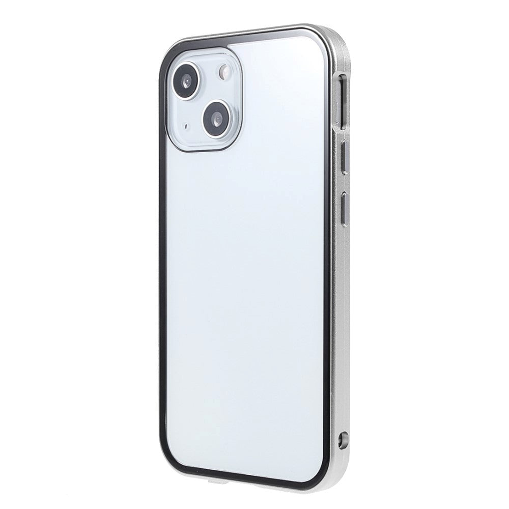 iPhone 13 Mini Magnetic Case w. Glass Back and Front - Silver