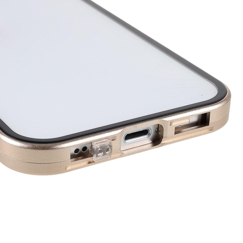 iPhone 13 Mini Magnetic Case w. Glass Back and Front - Gold