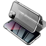 iPhone 13 Magnetic Case w. Privacy, Glass Back and Front - Silver