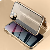 iPhone 13 Magnetic Case w. Privacy, Glass Back and Front - Gold