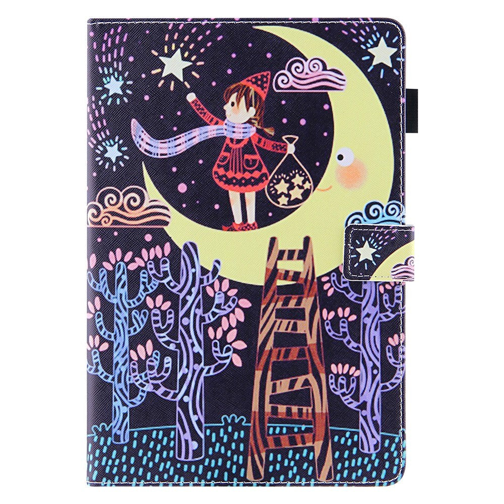 iPad Mini (2024 / 2021) - Leather Wallet Case & Print - Girl on the Moon