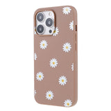 iPhone 13 Pro Flexible Plastic Back Case w. Flowers - Brown