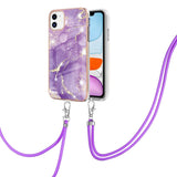 iPhone 11 Marble Hybrid Case w. Adjustable Strap - Rose Purple