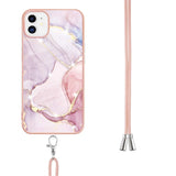 iPhone 11 Marble Hybrid Case w. Adjustable Strap - Pink