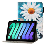 iPad Mini (2021) Leather Case w. Stand & Card Pockets - Marguerite Flower