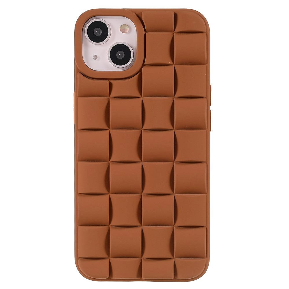 iPhone 13 Grid Texture Silicone Case - Brown