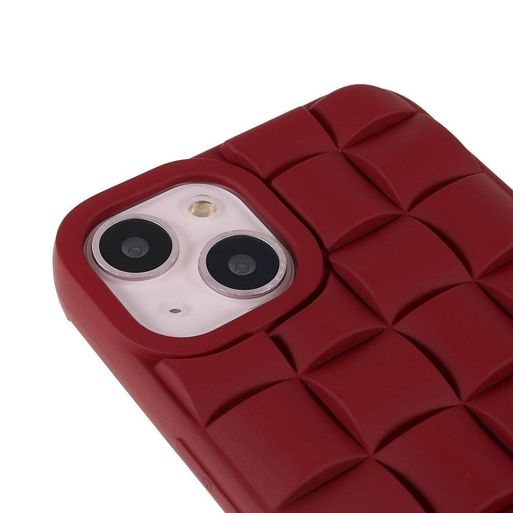 iPhone 13 Grid Texture Silicone Case - Red