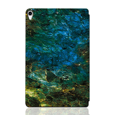 iPad Air (2019) / Pro 10.5" Tri-Fold Flip Case - Marble - Blue / Green