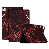 iPad Pro 11 (2021 / 2020 / 2018) Tri-Fold Leather Case - Black / Red Marble