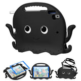 iPad 10.2" (2021 / 2020 / 2019) / iPad Pro 10.5 / iPad Air (2019) EVA Children's cover with Shoulder Strap - Octopus Theme - Black