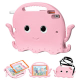 iPad 10.2" (2021 / 2020 / 2019) / iPad Pro 10.5 / iPad Air (2019) EVA Children's cover with Shoulder Strap - Octopus Theme - Light Pink