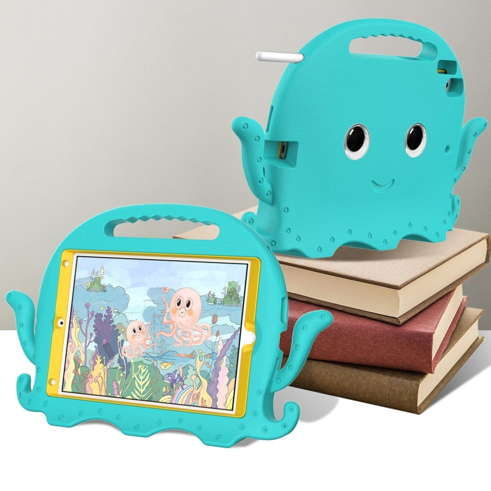 iPad 10.2" (2021 / 2020 / 2019) / iPad Pro 10.5 / iPad Air (2019) EVA Children's cover with Shoulder Strap - Octopus Theme - Turquoise