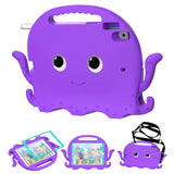 iPad 10.2" (2021 / 2020 / 2019) / iPad Pro 10.5 / iPad Air (2019) EVA Children's cover with Shoulder Strap - Octopus Theme - Purple