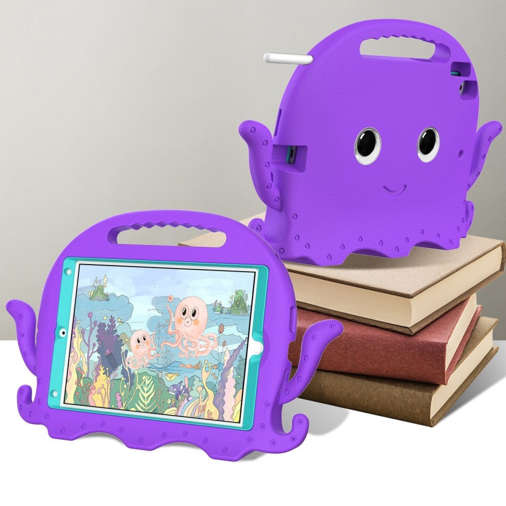 iPad 10.2" (2021 / 2020 / 2019) / iPad Pro 10.5 / iPad Air (2019) EVA Children's cover with Shoulder Strap - Octopus Theme - Purple